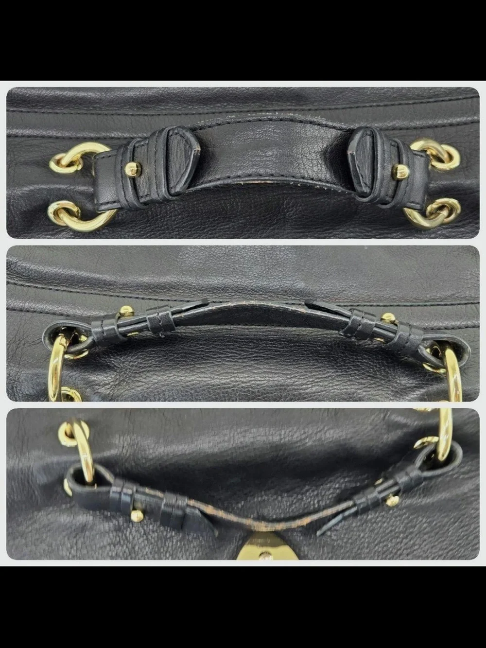 Mulberry Black Leather Satchel with Gold Hardware